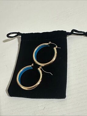 Neiman Marcus Gold Hoop Earrings with Blue Accent